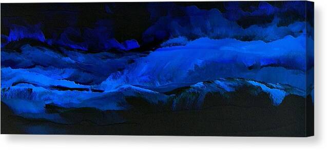 Night Canvas Print featuring the painting Late Night High Tide by Linda Bailey