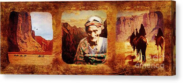 Navajo Canvas Print featuring the digital art Navajo Triptych by Lianne Schneider