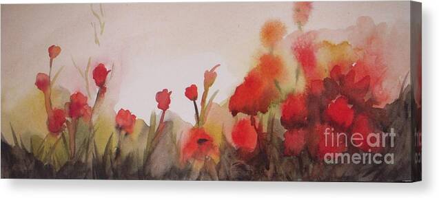 Poppy Field Canvas Print featuring the painting Poppies by Vesna Antic