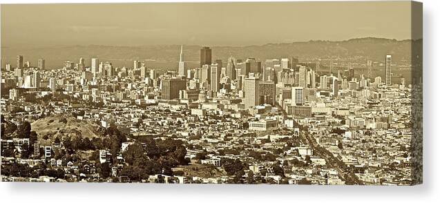 Pano Canvas Print featuring the photograph San Francisco Cityscape from Twin Peaks by SC Heffner
