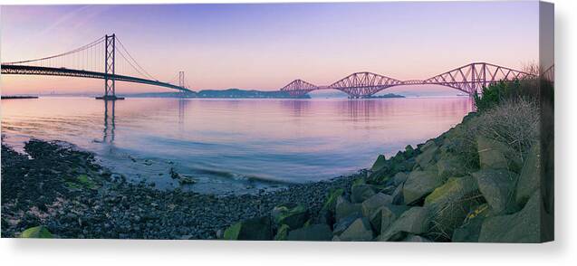 Tranquility Canvas Print featuring the photograph The Forth Bridges by Daniele Carotenuto Photography