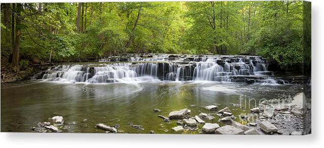 Panoramic Canvas Print featuring the photograph Corbits Glenn Waterfall by Ted Kinsman