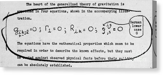 Physics Canvas Print featuring the photograph Einsteins Theory Of Gravity by Science Source
