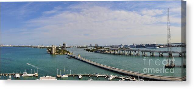 Miami Panorama Canvas Print featuring the photograph Port of Miami by Dejan Jovanovic