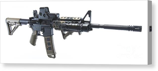 Cutout Canvas Print featuring the photograph Rock River Arms Ar-15 Rifle Equipped by Terry Moore