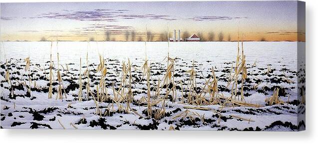 Winter Canvas Print featuring the painting Cornfield in Winter by Conrad Mieschke