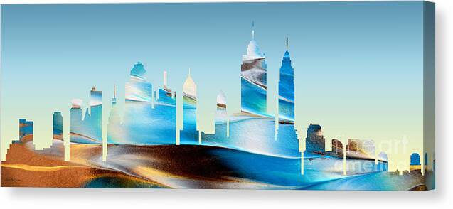 Abstract Canvas Print featuring the painting Decorative Skyline Abstract New York P1015B by Mas Art Studio
