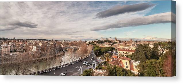Rome Canvas Print featuring the photograph Rome - panorama by Sergey Simanovsky