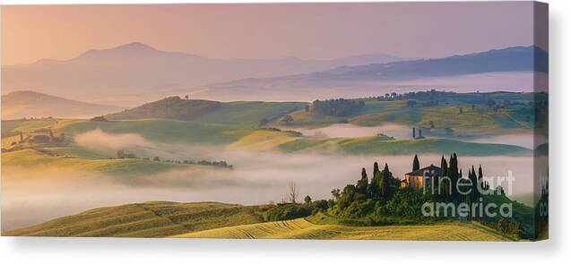 San Quirico Canvas Print featuring the photograph Sunrise in Tuscany by Henk Meijer Photography