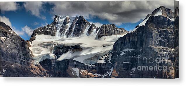 Fay Glacier Canvas Print featuring the photograph Fay Glacier Summer Panorama by Adam Jewell