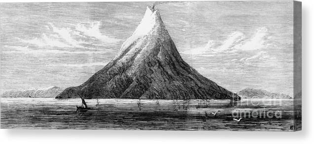 Krakatau Canvas Print featuring the photograph The Island And Volcano Of Krakatoa by Bettmann