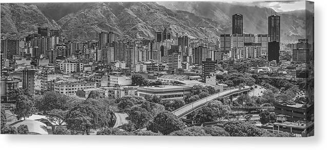 Caracas Canvas Print featuring the photograph Caracas Skyline Panorama #1 by Wilfredor Rodriguez