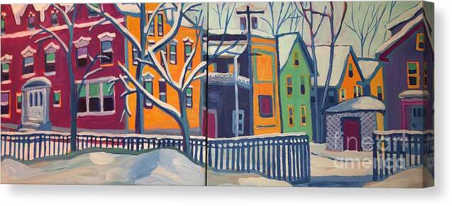 Landscape Canvas Print featuring the painting Lawrence Snowfall by Debra Bretton Robinson