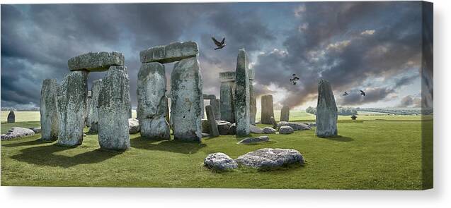 Stonehenge Canvas Print featuring the photograph Ancient Stone - Photo of Stonehenge stone circle by Paul E Williams