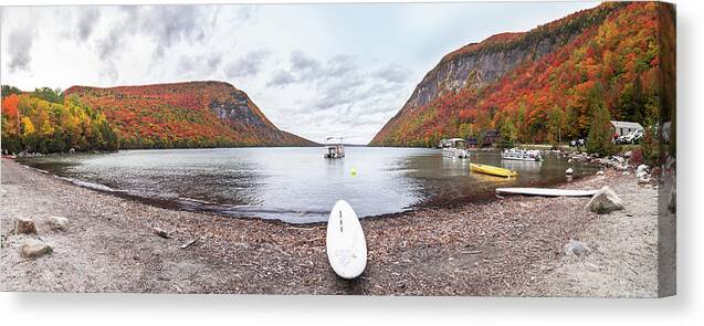 Vermont Canvas Print featuring the photograph Lake Willoughby Fall Panoramic 2 by Tim Kirchoff