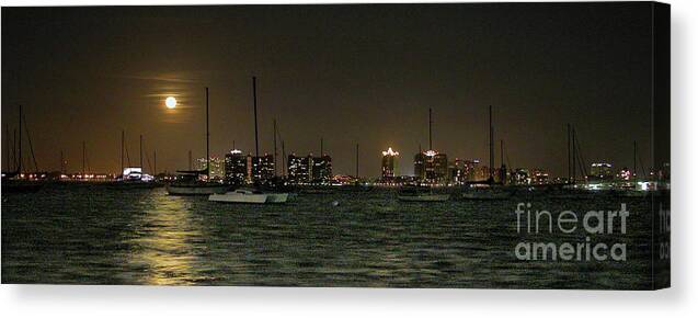 Landscape Canvas Print featuring the photograph Sarasota at Night by Mariarosa Rockefeller