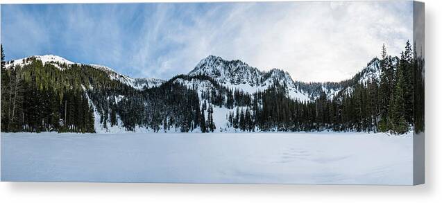 Water Canvas Print featuring the photograph Snow Covered Annette Lake by Pelo Blanco Photo
