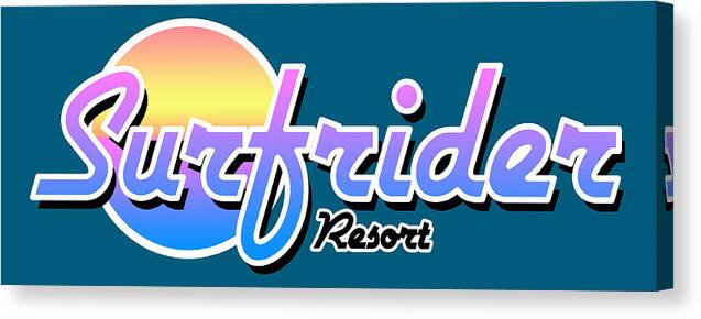 Surfrider Canvas Print featuring the digital art Surfrider Resort Logo by Christopher Lotito