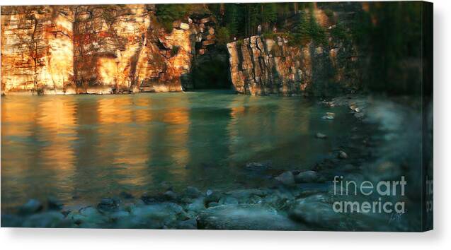 Sunset Canvas Print featuring the digital art Athabasca at Sunset by Lisa Redfern