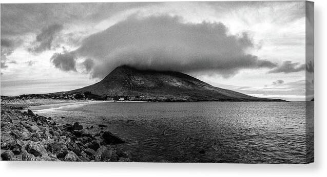 Ireland Canvas Print featuring the photograph Cloud Shrouding the Top of Mt. Slievemore by Stephen Russell Shilling