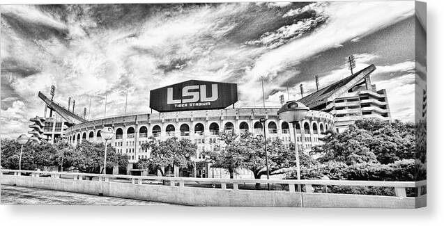 Pano Canvas Print featuring the photograph Tiger Stadium Panorama -HDR BW by Scott Pellegrin