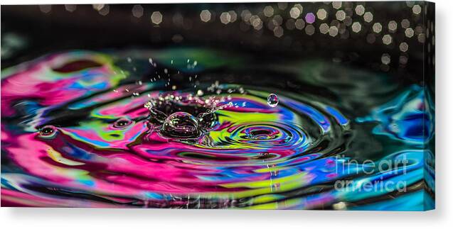 Abstract Canvas Print featuring the photograph Beautiful Colored Water Drops by Phillip Rubino