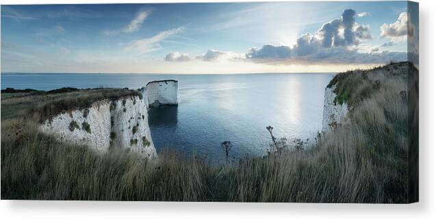 Scenics Canvas Print featuring the photograph Chalk Cliffs And Sea Stacks by James Osmond