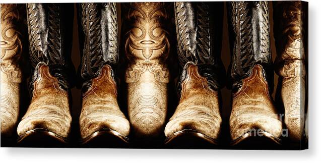 Cowboy Canvas Print featuring the photograph Cowboy Boots Composite by Lincoln Rogers