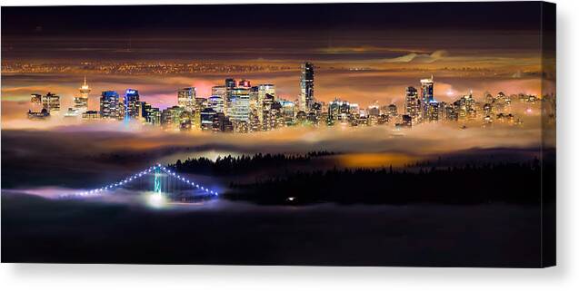 Vancouver Canvas Print featuring the photograph Foggy Night by Alexis Birkill