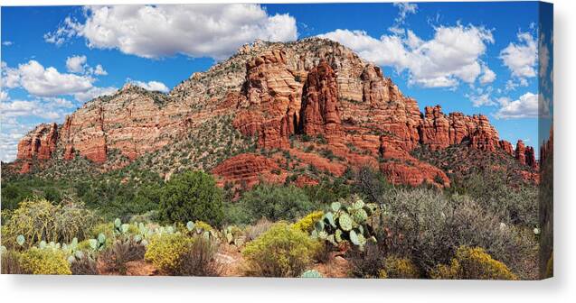 Southwest Landscape Canvas Print featuring the photograph Madonna and Child Panorama by Bob Coates