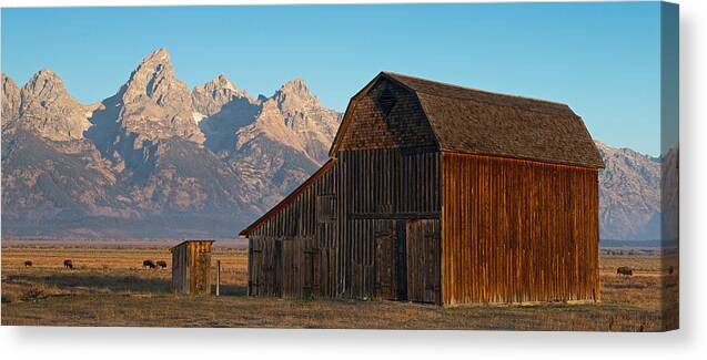 Grand Tetons Canvas Print featuring the photograph Row's End by Max Waugh