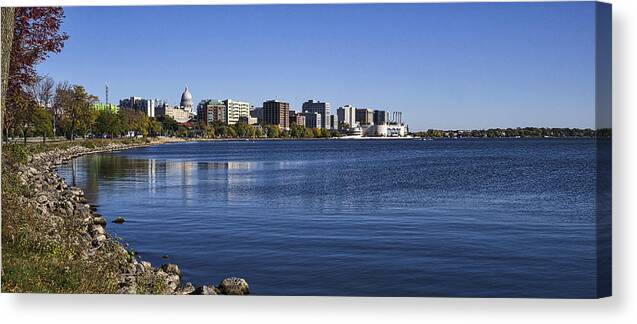 Capitol Canvas Print featuring the photograph The Capitol and Monona Terrrace - Madison - Wisconsin by Steven Ralser
