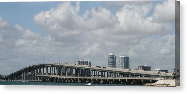 Bridge Canvas Print featuring the photograph Biscayne Bridge by Jessica Jandayan