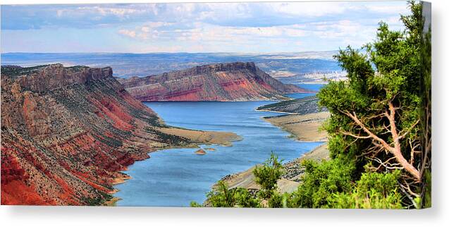Flaming Gorge Canvas Print featuring the photograph Flaming Gorge Panorama by Kristin Elmquist