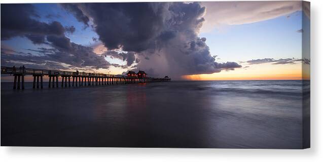Naples Canvas Print featuring the photograph Pier Summer Showers by Nick Shirghio