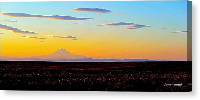 Oregon Canvas Print featuring the photograph Mt. Adams Sunset by Steve Warnstaff