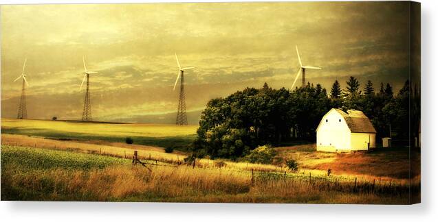 Barn Canvas Print featuring the photograph Wind Turbines #1 by Julie Hamilton