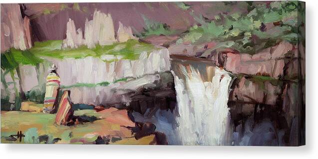 Waterfall Canvas Print featuring the painting Beholding Palouse Falls by Steve Henderson