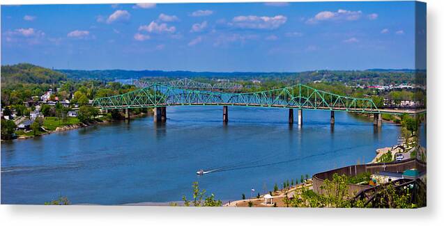 Movid Studios Canvas Print featuring the photograph Bridge on the Ohio River by Jonny D