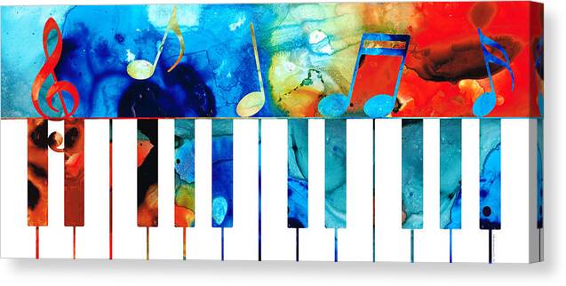 Piano Canvas Print featuring the painting Colorful Piano Art by Sharon Cummings by Sharon Cummings