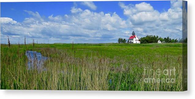 East Point Lighthouse Canvas Print featuring the photograph East Point Lighthouse Across the Marsh by Nancy Patterson