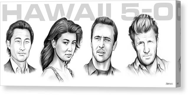 Pencil Canvas Print featuring the drawing Hawaii 5 0 by Greg Joens