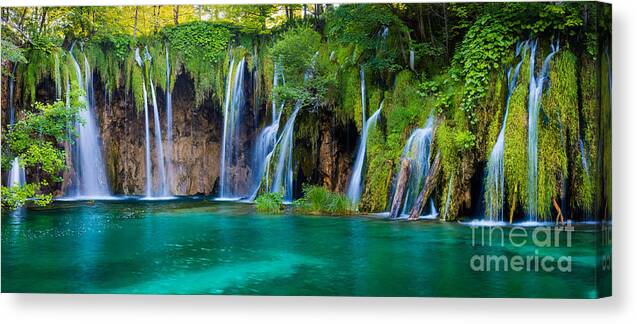 Adriatic Canvas Print featuring the photograph Plitvice Panorama by Inge Johnsson