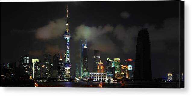 Shanghai Canvas Print featuring the photograph Pudong at Night by Jason Chu