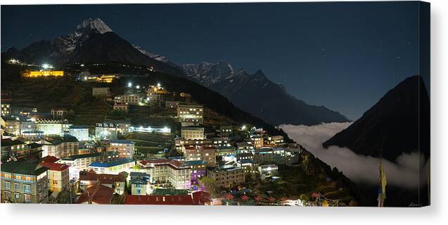 Nepal Canvas Print featuring the photograph Valley Clouds In Namche Bazaar by Owen Weber