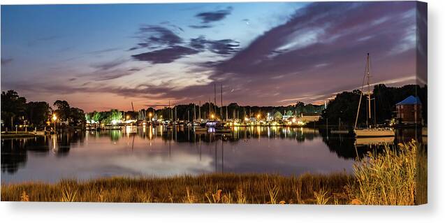 Warwick Cove Canvas Print featuring the photograph Sunset Over Warwick Cove In Rhode Island #2 by Alex Grichenko