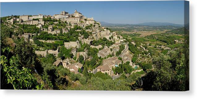 Scenics Canvas Print featuring the photograph France, Panoramic View Of Gordes by Sami Sarkis