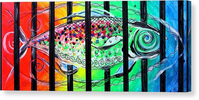 Fish Canvas Print featuring the painting Jail Fish #135826 by J Vincent Scarpace