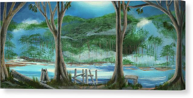River Canvas Print featuring the painting Moon River by Carol Salas