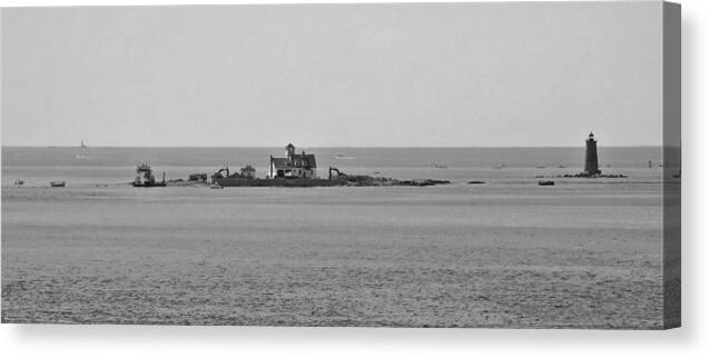 - Whaleback Lighthouse And Keepers House Canvas Print featuring the photograph - Whaleback Lighthouse and Keepers House by THERESA Nye
